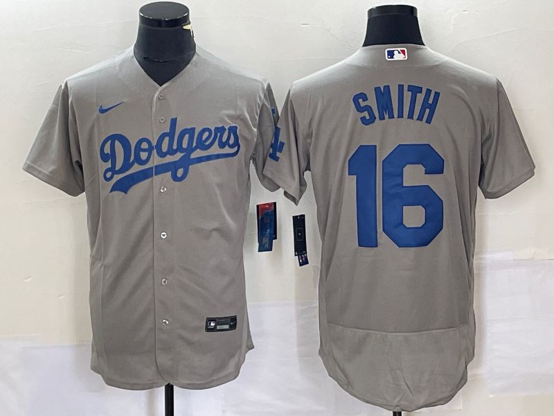 Men Los Angeles Dodgers 16 Smith Grey Elite Nike 2023 MLB Jersey